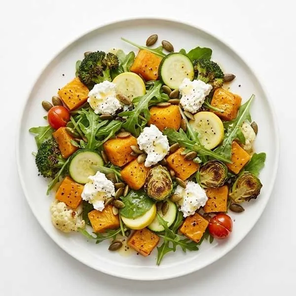 Roasted Pumpkin & Goat Cheese Salad with Pumpkin Seeds
